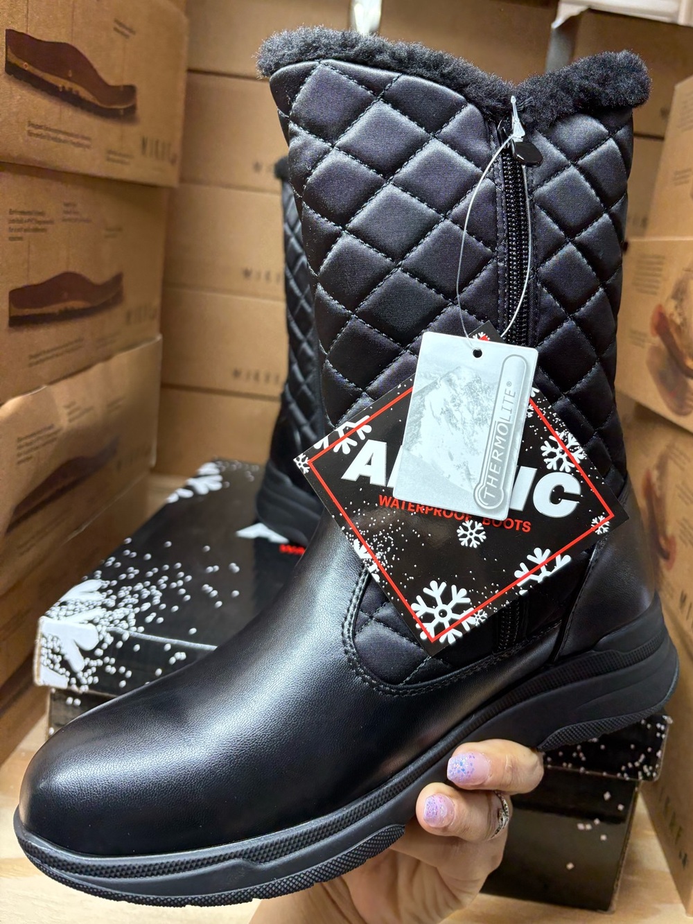 Quilted Black Winter Boots - Waterproof Comfort
